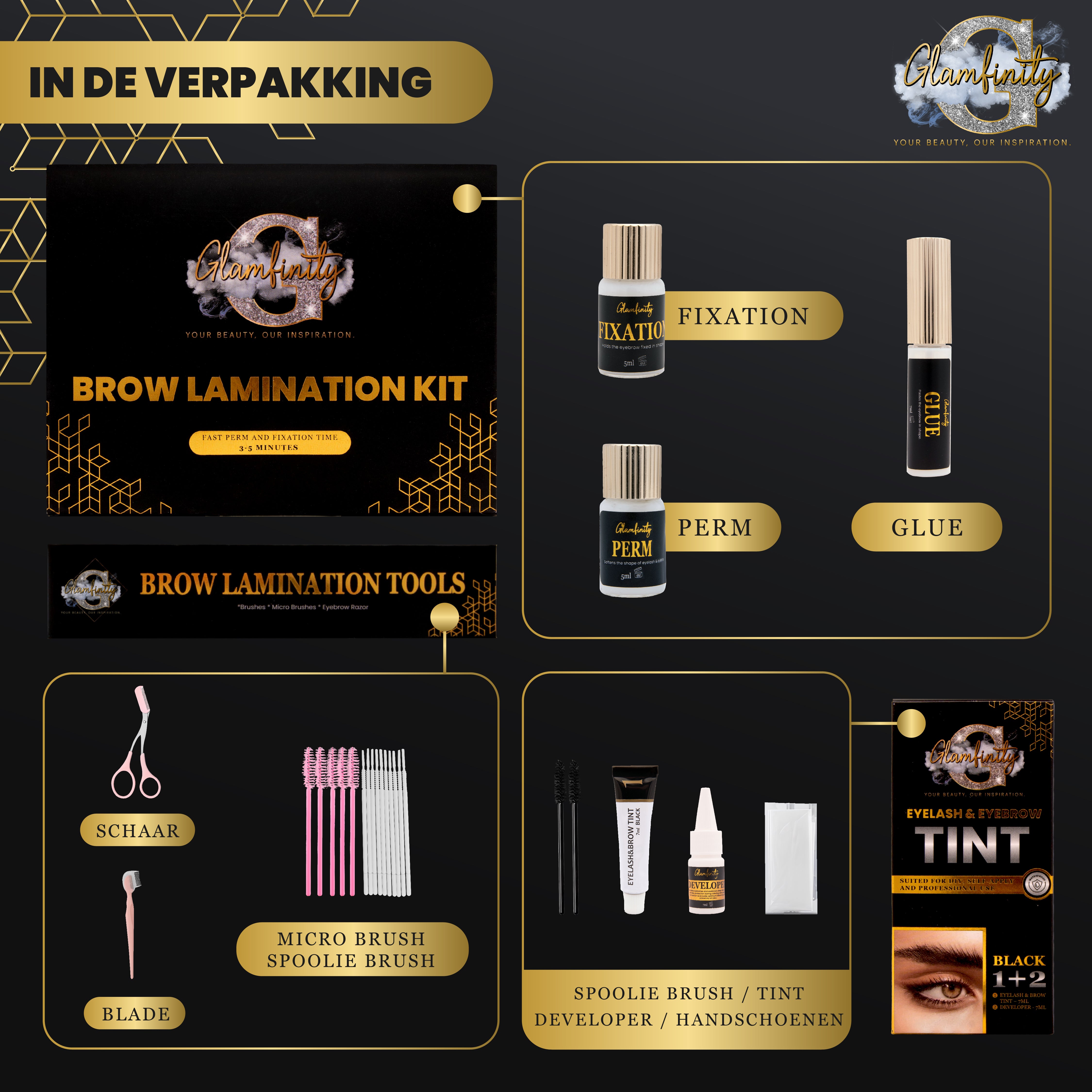 Brow lamination kit - met zwarte tint kit