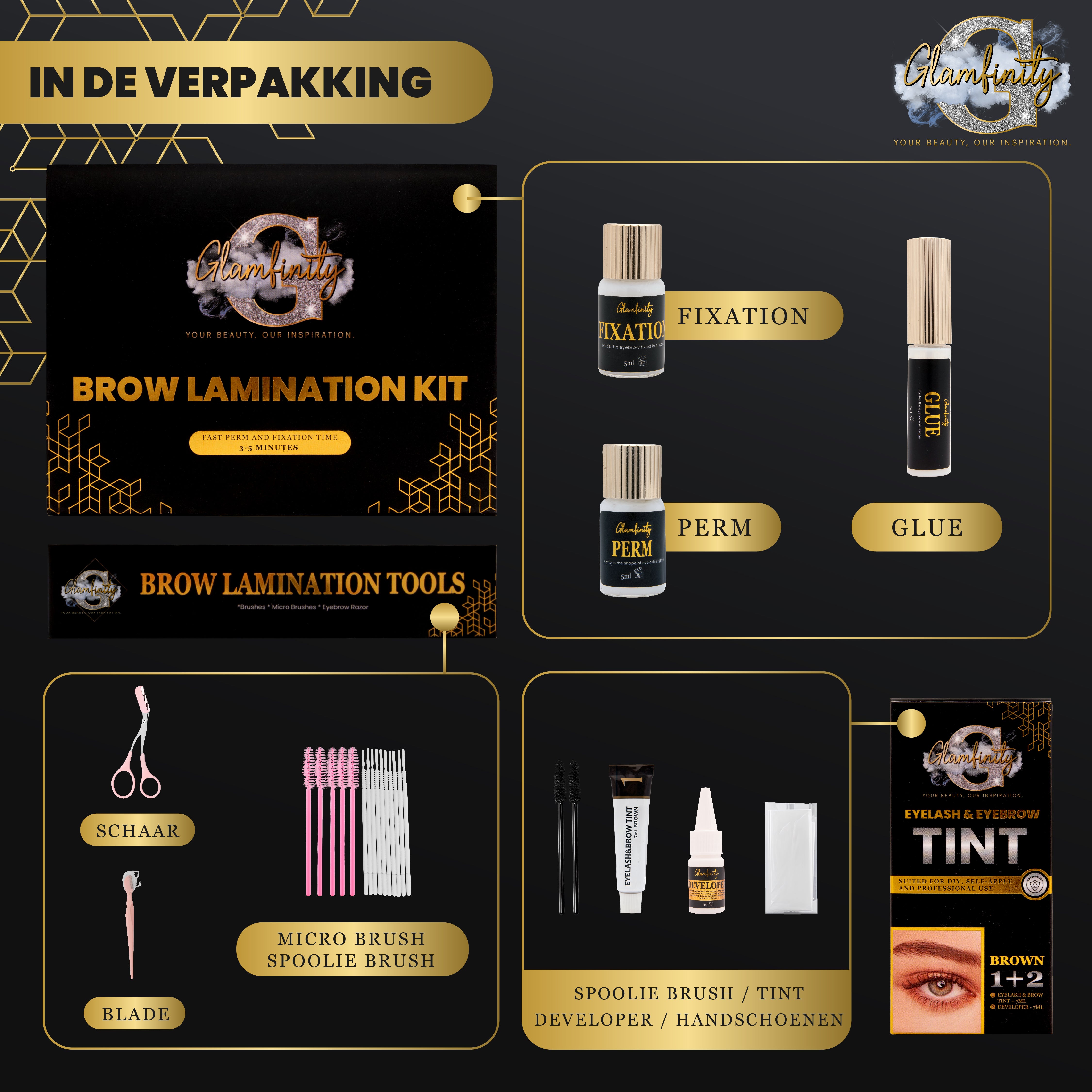 Brow lamination kit - met bruine tint kit